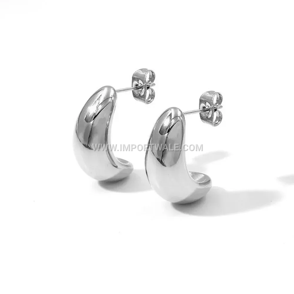 Crescent Moon 18K Gold Plated Stainless Steel Stud Earrings