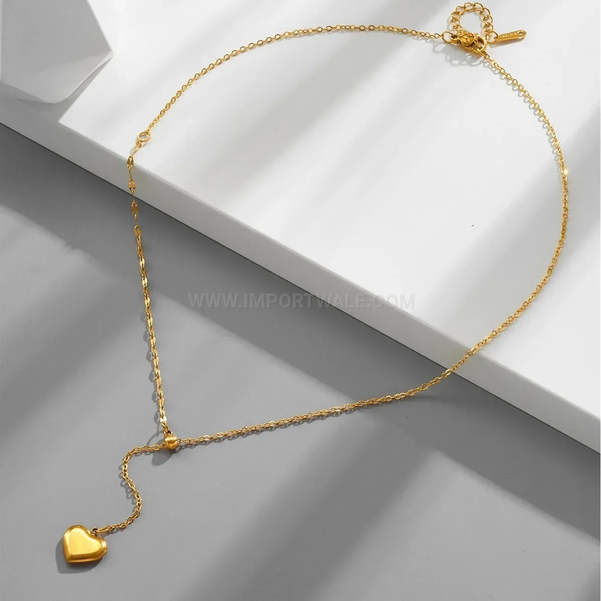 Bold Gold Plated Titanium Steel Tassel Heart Pendant Necklace