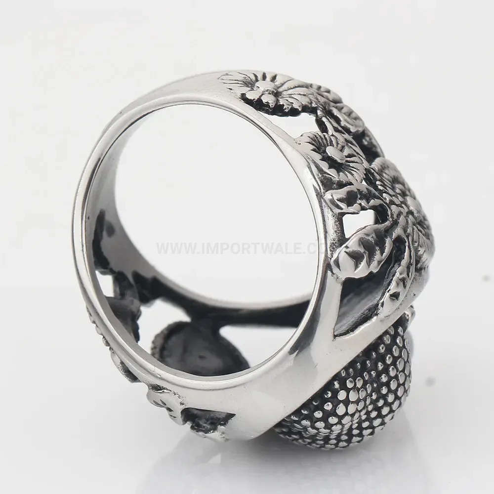 Bold Vintage Antique Stainless Steel Shakyamuni Buddha Face Statement Ring