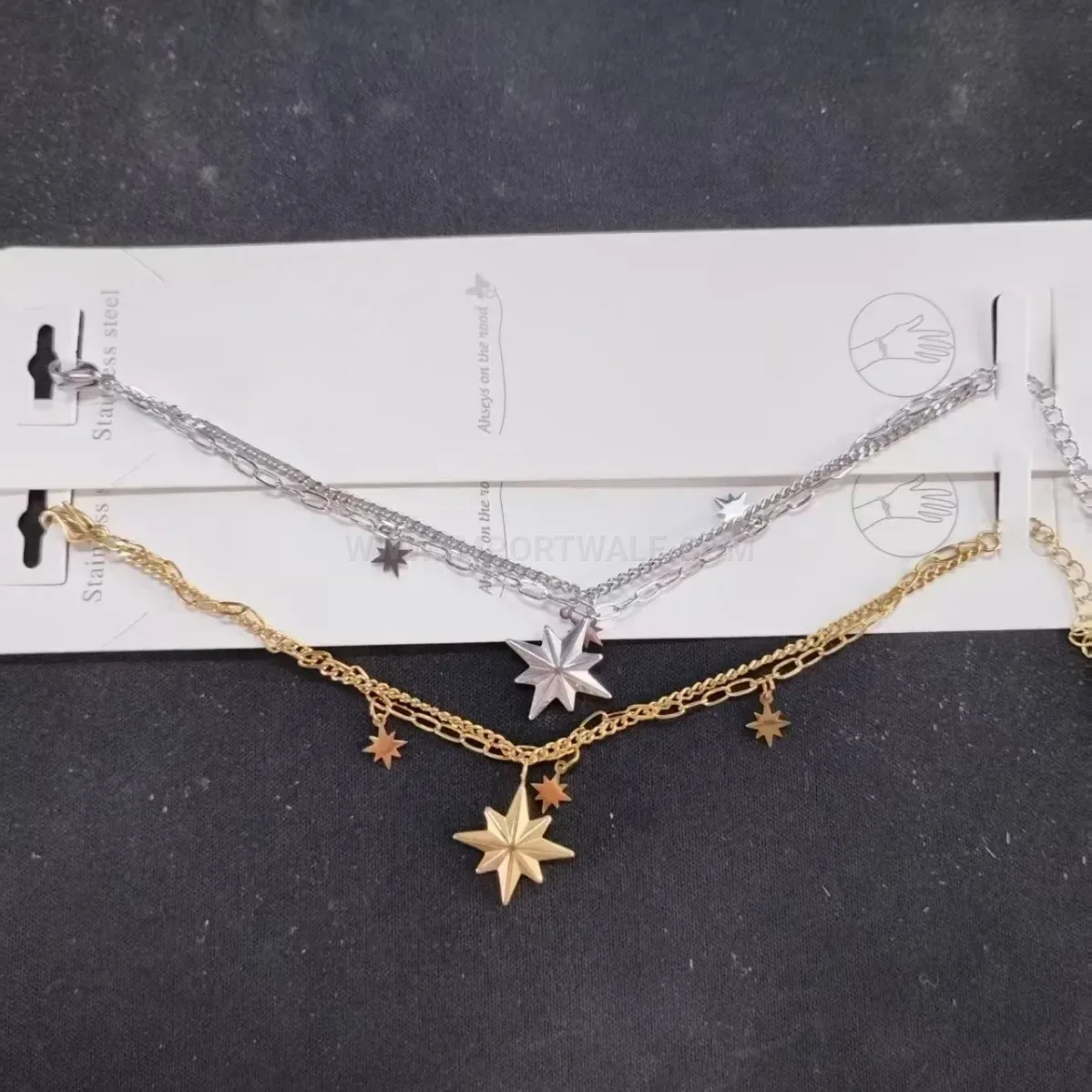 Eight Point Star Stainless Steel Thick Chain Bracelet