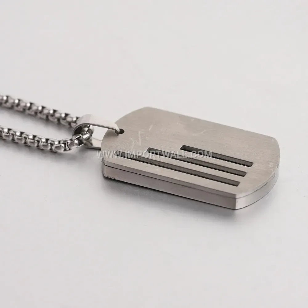 Geometric Stainless Steel Triple Military Tag Pendant Necklace for Men