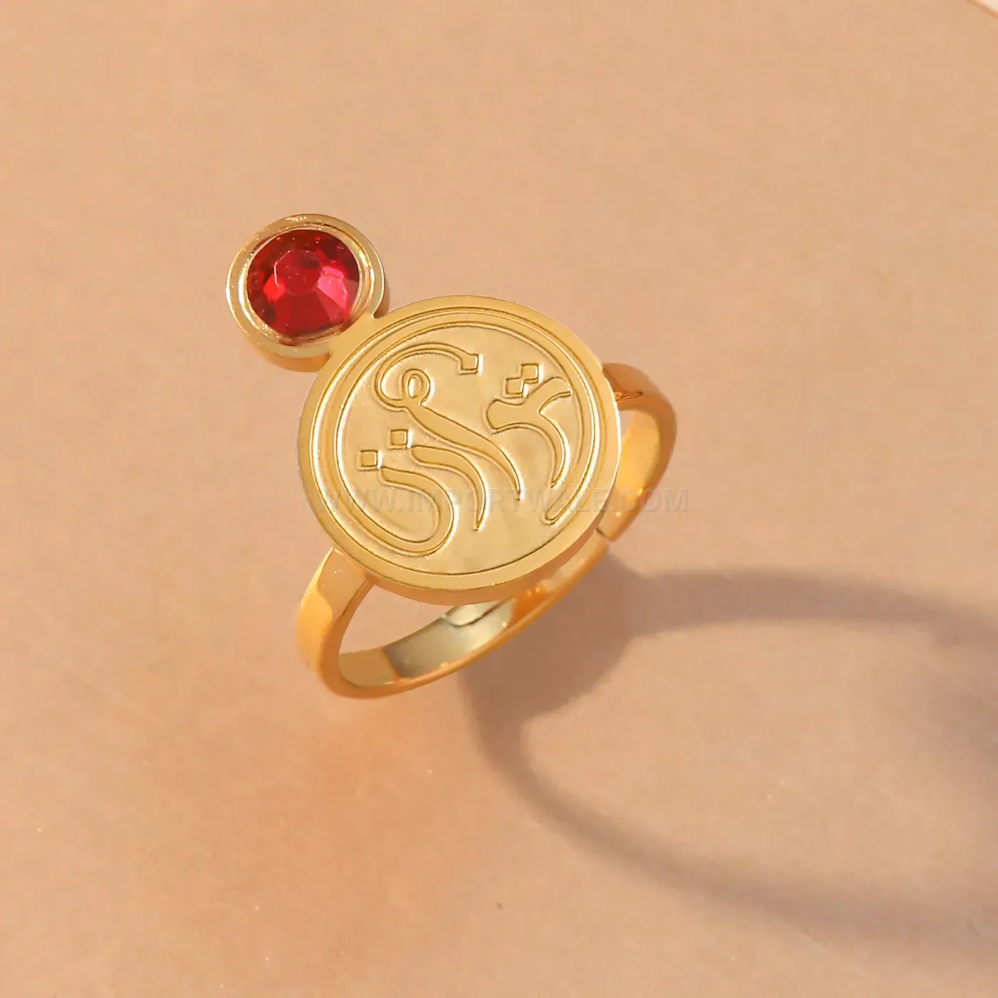Vintage Scroll Embossed Cubic Zirconia Adjustable Open Ring