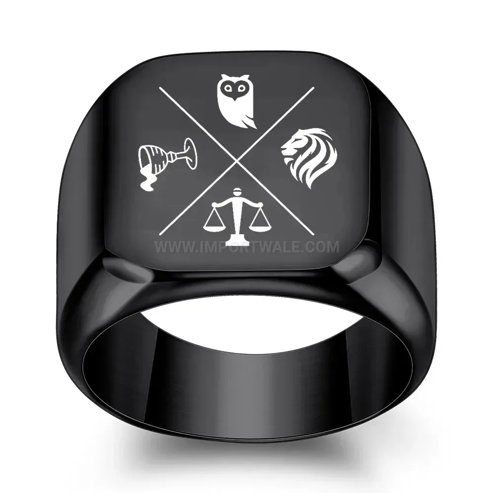 Bold Laser Engraved Square Stainless Steel Signet Ring