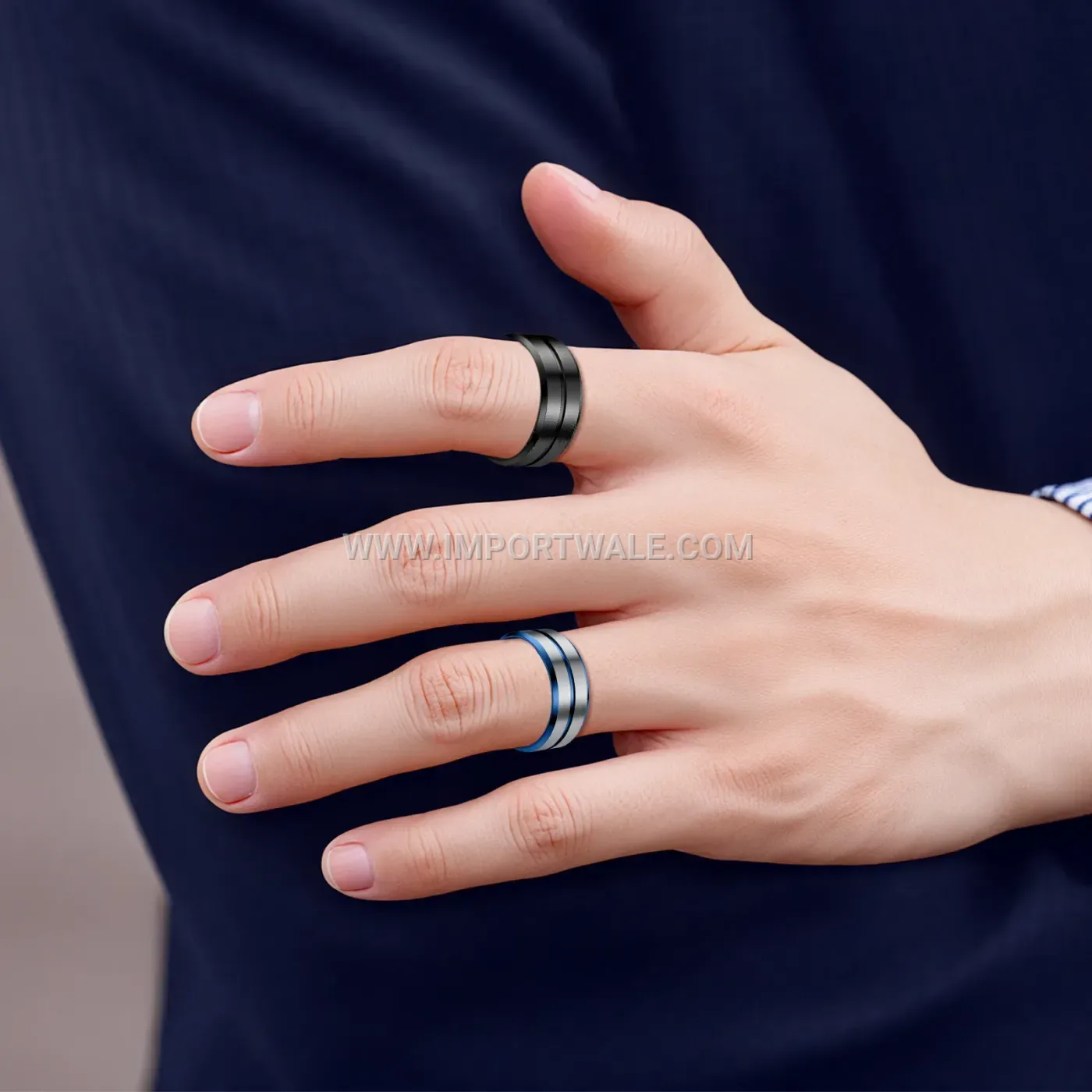 Rotatable Stainless Steel Chain Anxiety Relief Ring Set