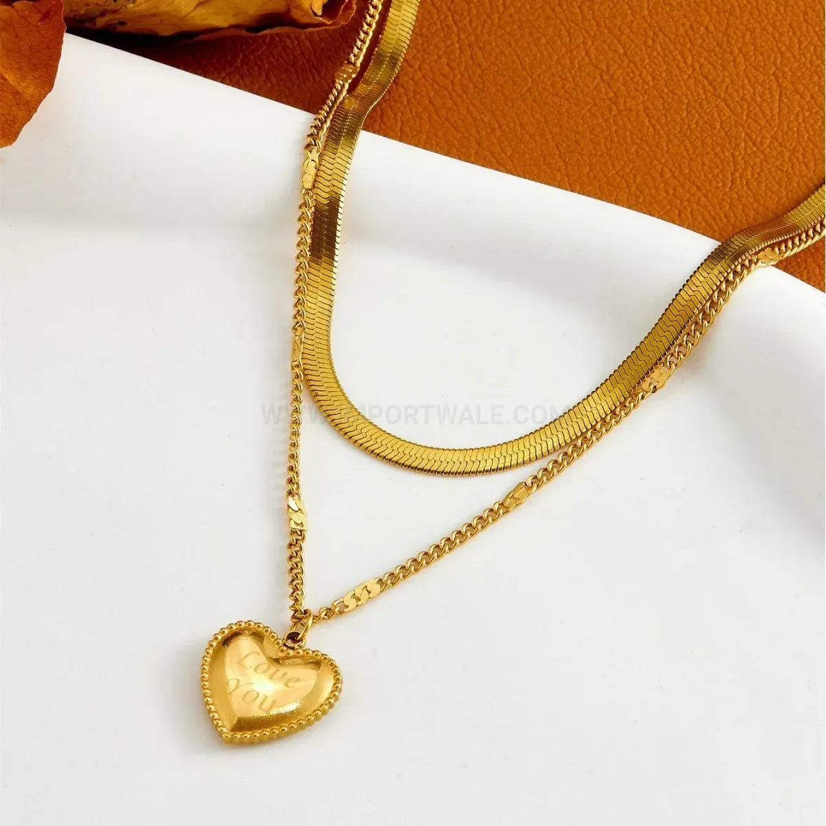 Chic Double Layered Titanium Steel Heart Pendant Necklace