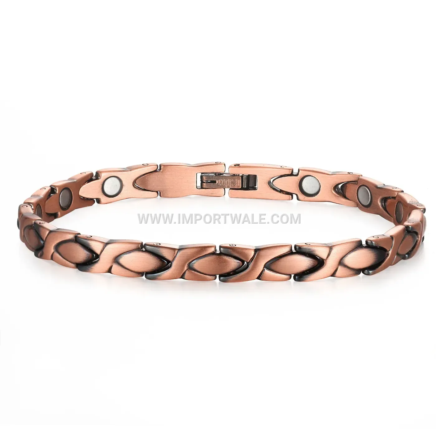 Polished Red Copper Bio Magnetic Rhombus Link Bracelet