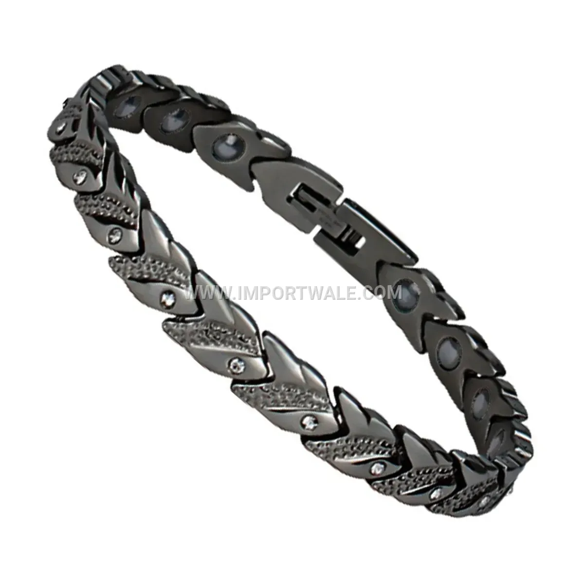 Sleek Geometric Titanium Steel Magnetic Energy Bracelet