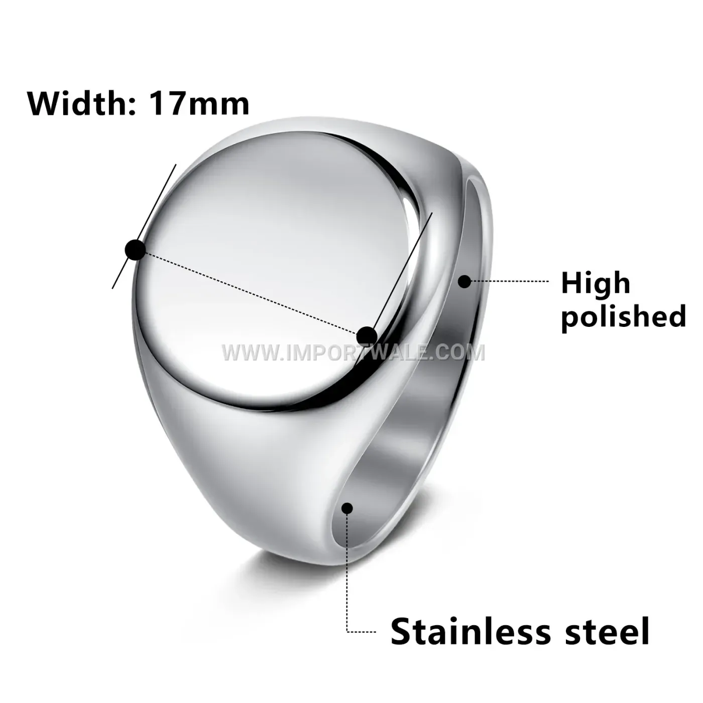 Round Cast Stainless Steel Signet Ring
