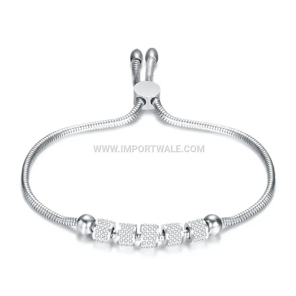 Adjustable Rhinestone Titanium Steel Snake Chain Bracelet