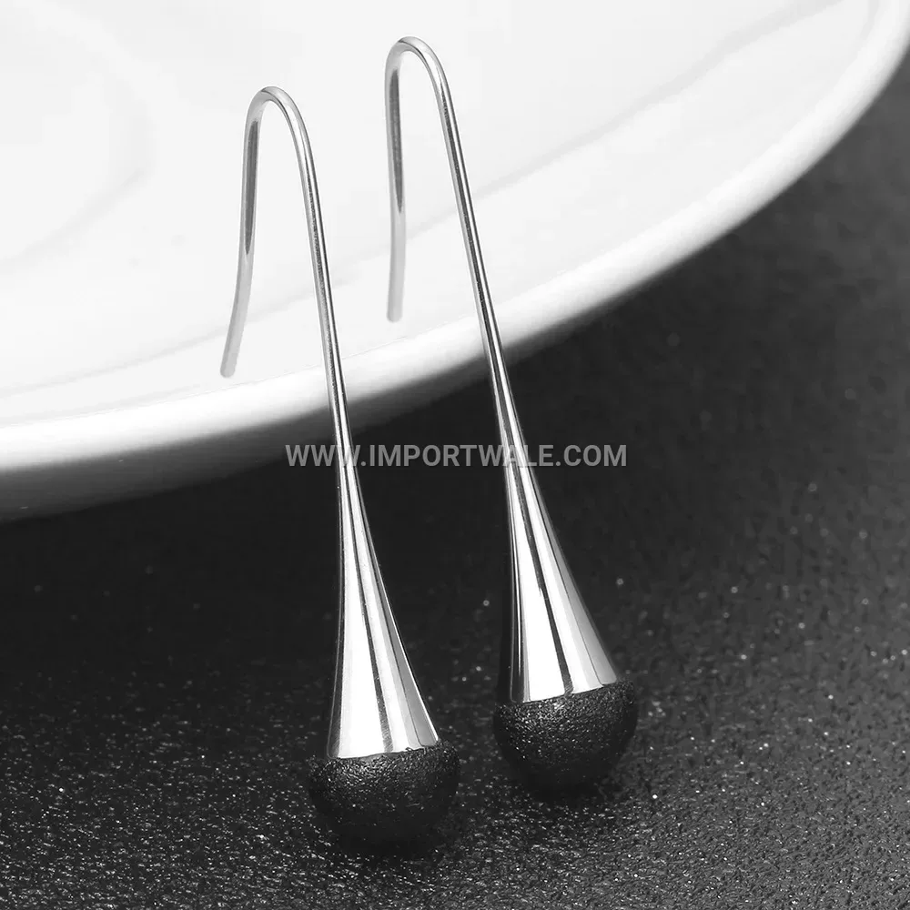 Frosted Teardrop Stainless Steel Stud Earrings