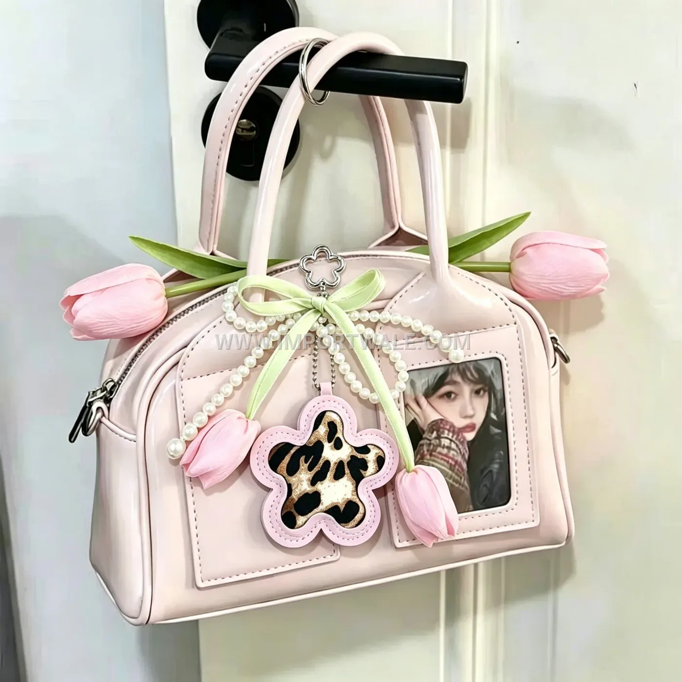 Creative Key chainsing Floral Leather Bag Creative Key chains Accent