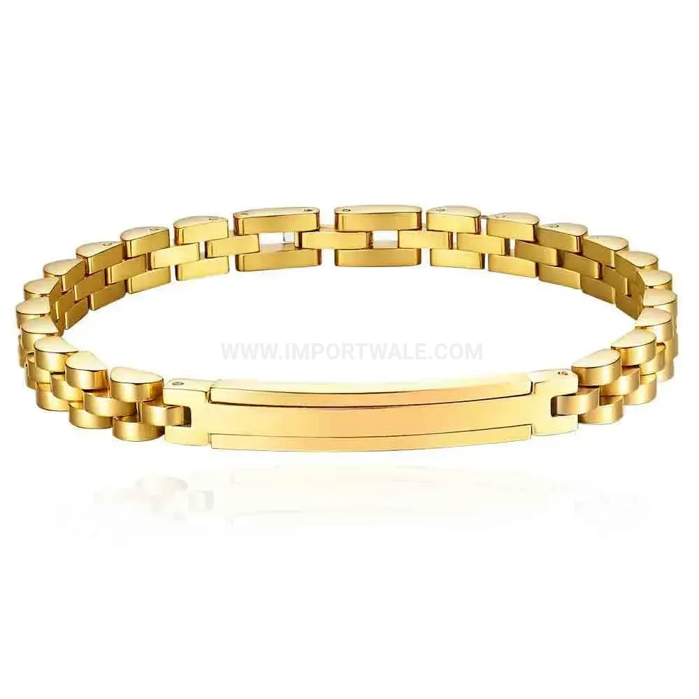 Sleek 6mm Curved Plate Stainless Steel Watch Strap Bracelet