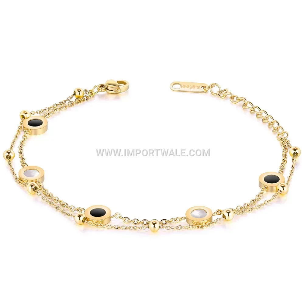 Double Layer Adjustable Stainless Steel Shell Disc Bracelet