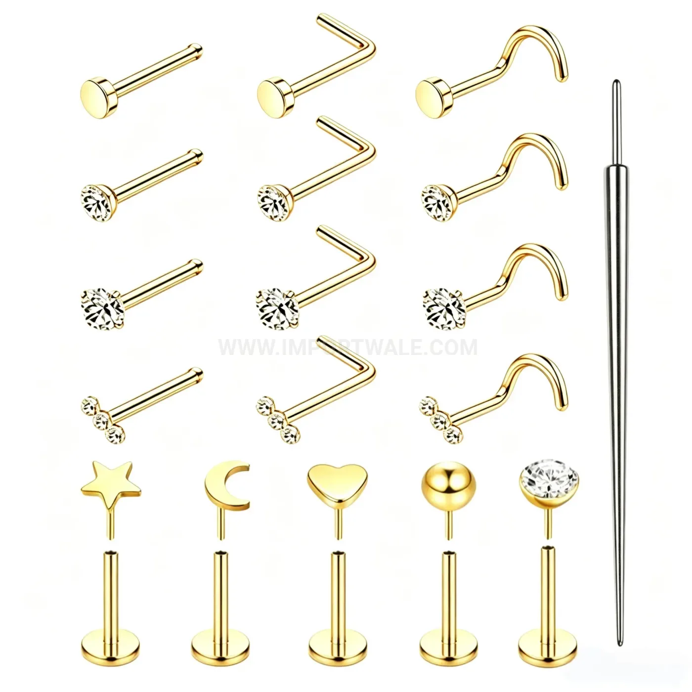 Fashion Stainless Steel Body Piercing Nose Studs with Insertion Pin