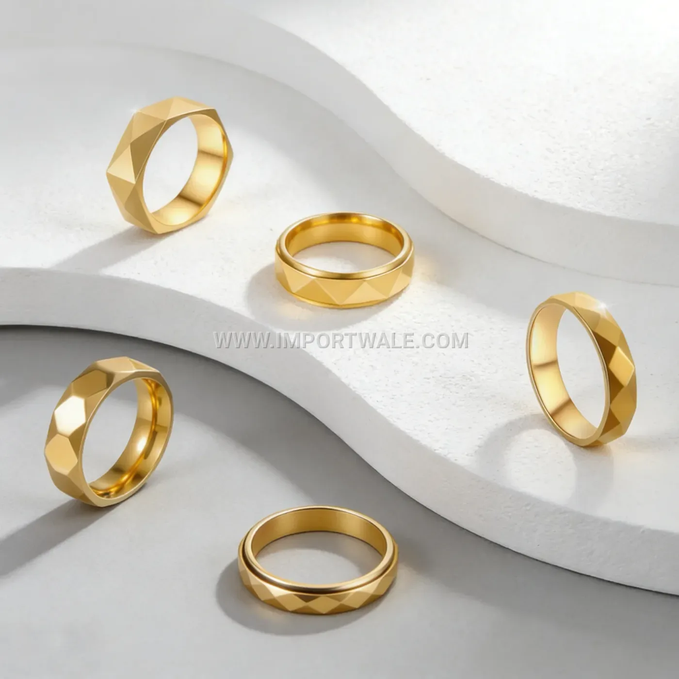 Polished Geometric Faceted Stainless Steel Band Ring