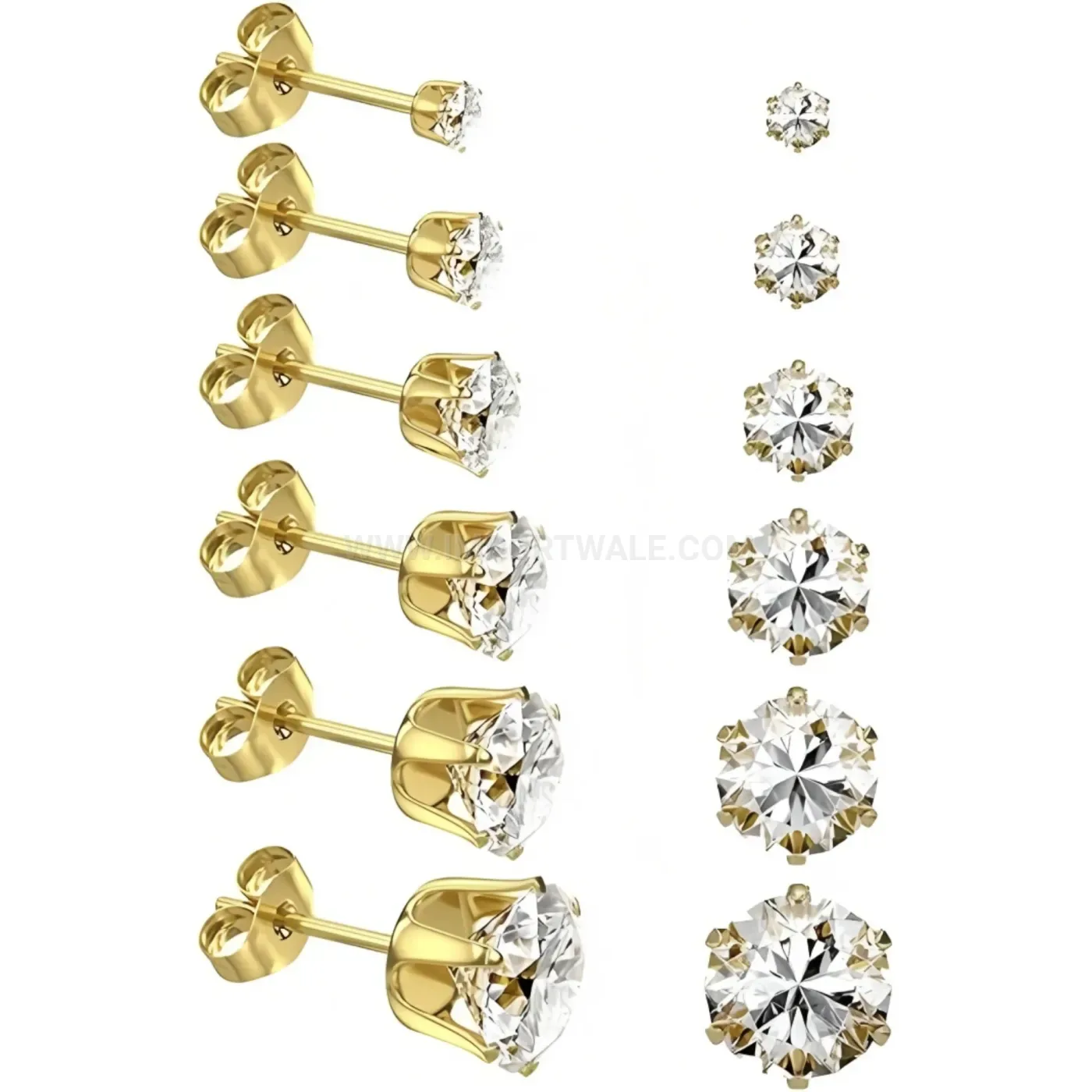 Modern Round Cubic Zirconia Plated Stainless Steel Piercing Stud Set