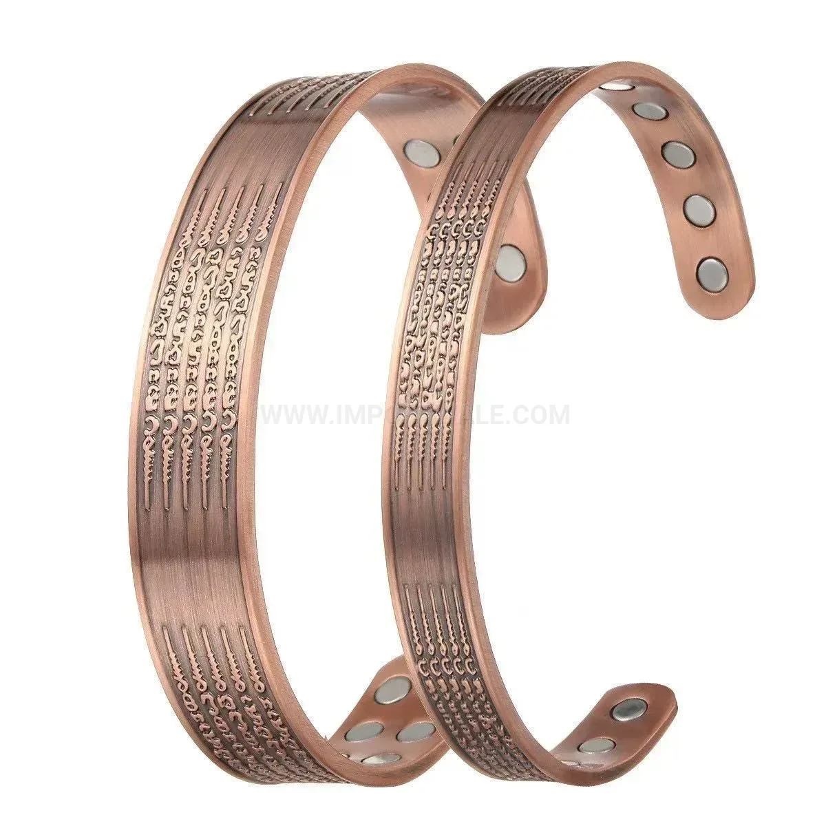 Vintage Engraved Pure Copper Adjustable Magnetic Cuff