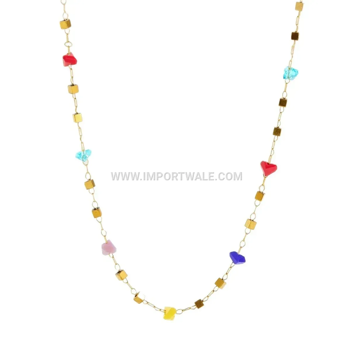 Beaded Cubic Square Pendant Stainless Steel Premium Anklet Anti Tarnish
