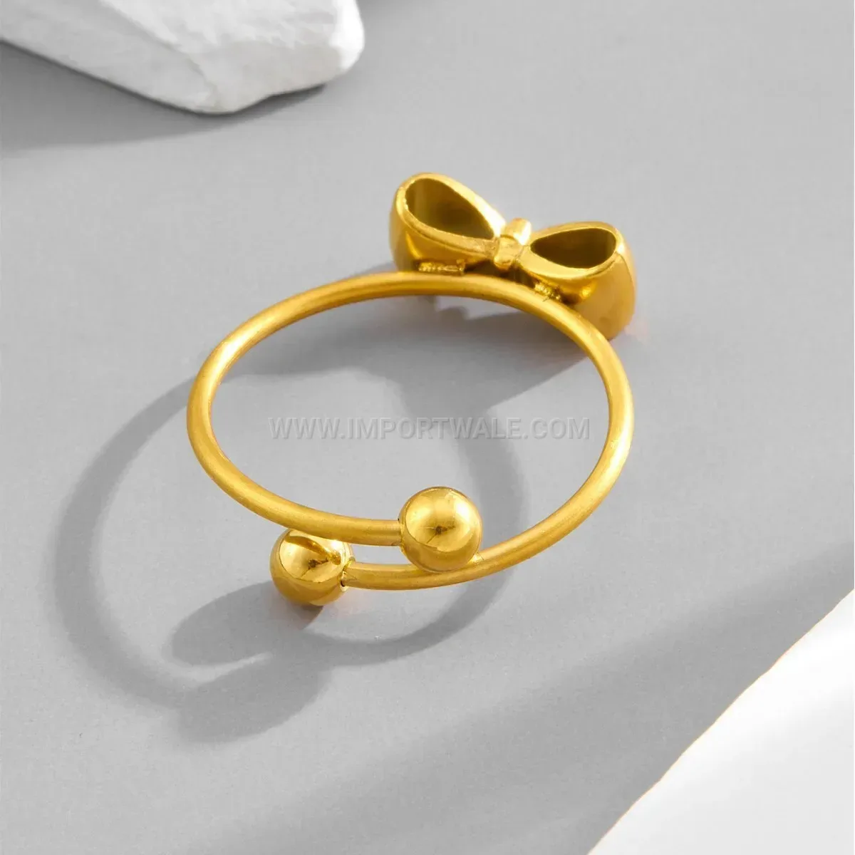 Delicate Bow Titanium Steel Adjustable Ring