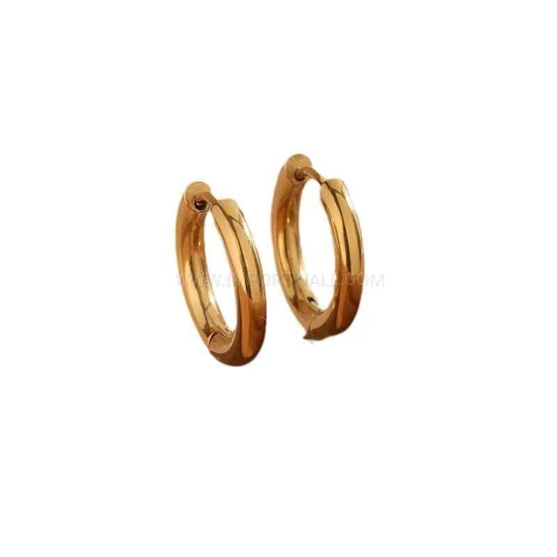 Minimalist French Gold Plated Titanium Steel Hoop Earrings