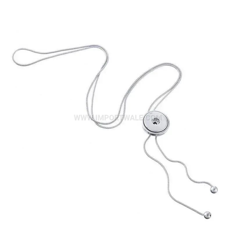 Geometric Zinc Alloy Retractable Snap Button Round Pendant Necklace