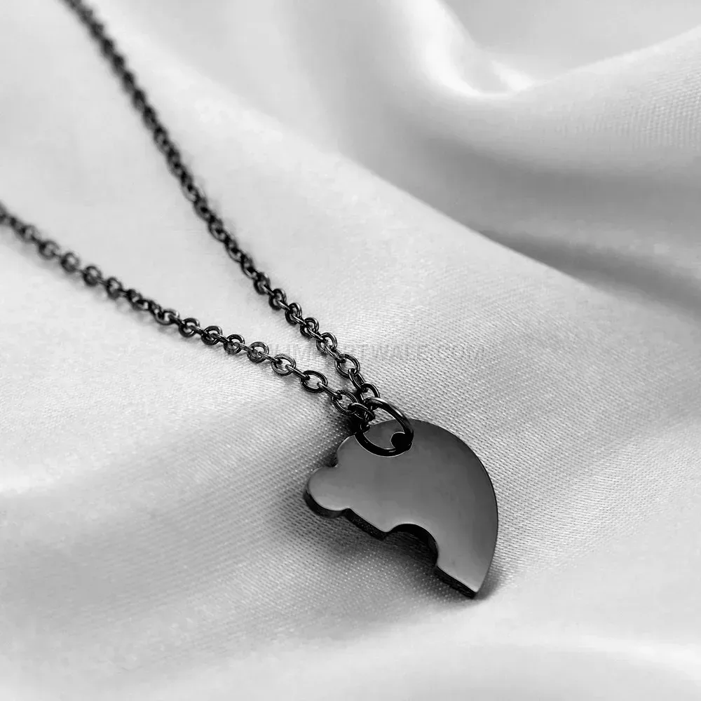 Stainless Steel Heart Puzzle Pendant Friendship Chain Necklace