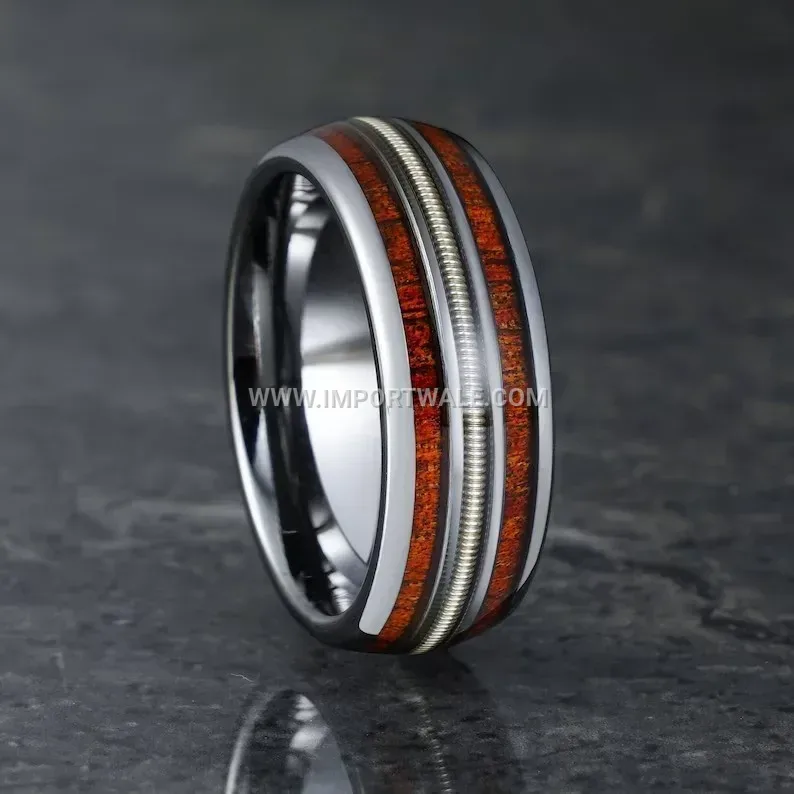 Triple Line Inlaid Stainless Steel Band Ring