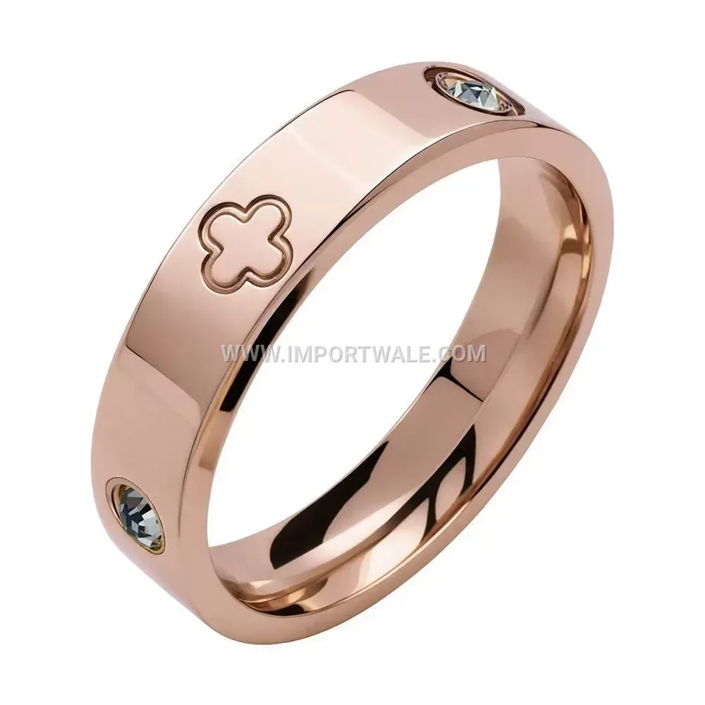 Stainless Steel Four Leaf Clover Triple Accent Ring