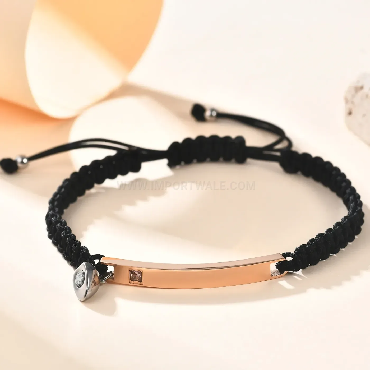Custom Engraved Stainless Steel Heart Magnetic Couple Braided Bracelet Set