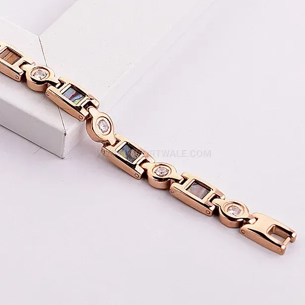 Stylish Shell Inlaid Titanium Bio Magnetic Couple Bracelet