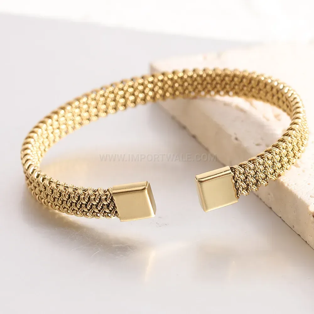 Bold Twisted Stainless Steel Braided Open Cuff Bracelet