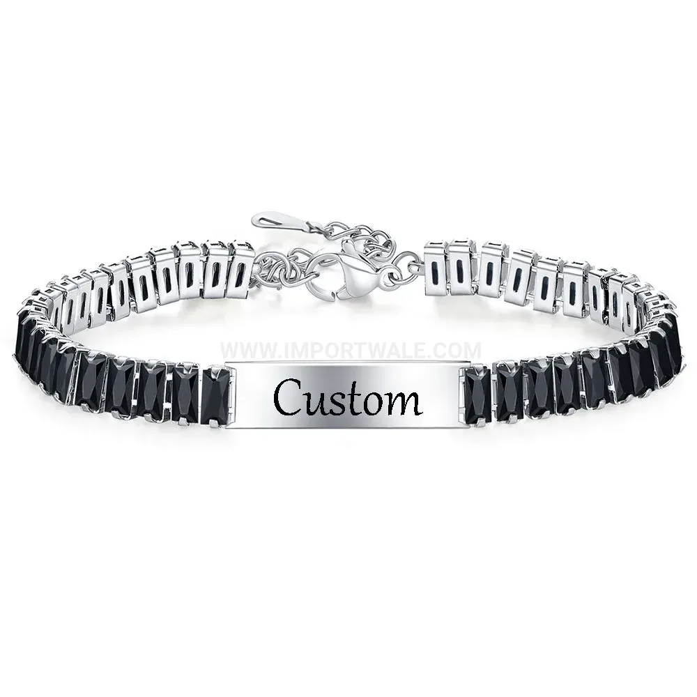 Sleek Stainless Steel Zirconia Accent Geometric Bangle Bracelet