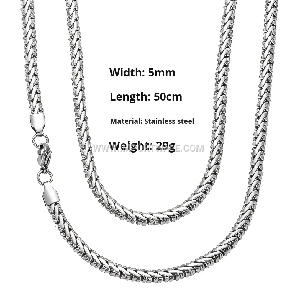 Stainless Steel Cross Pendant Necklace with Braided Rope Chain