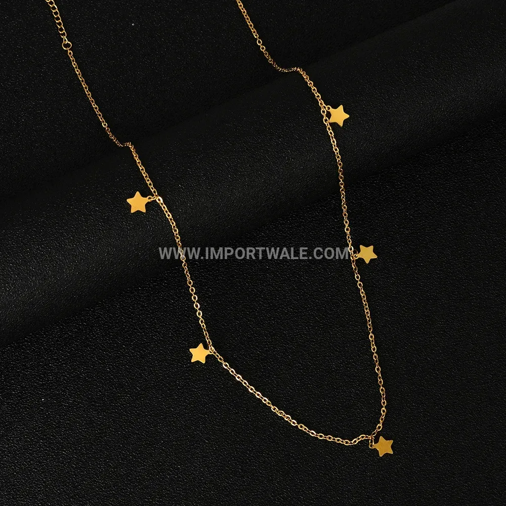 Gold Plated Stainless Steel Star Pendant Choker Necklace