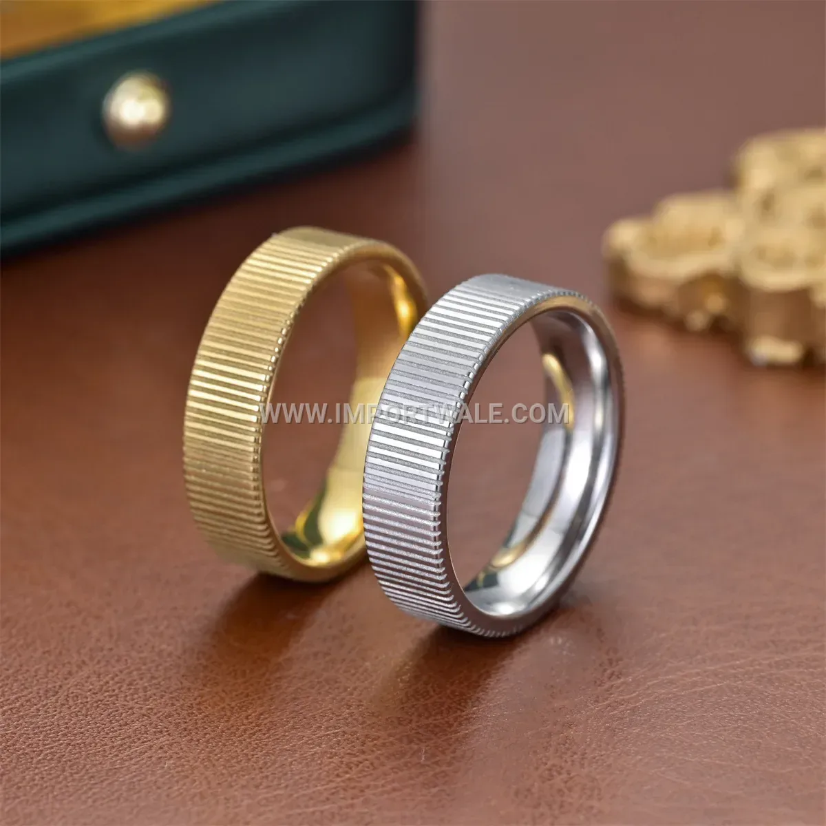 Textured Stainless Steel Stepped Contour Band Ring