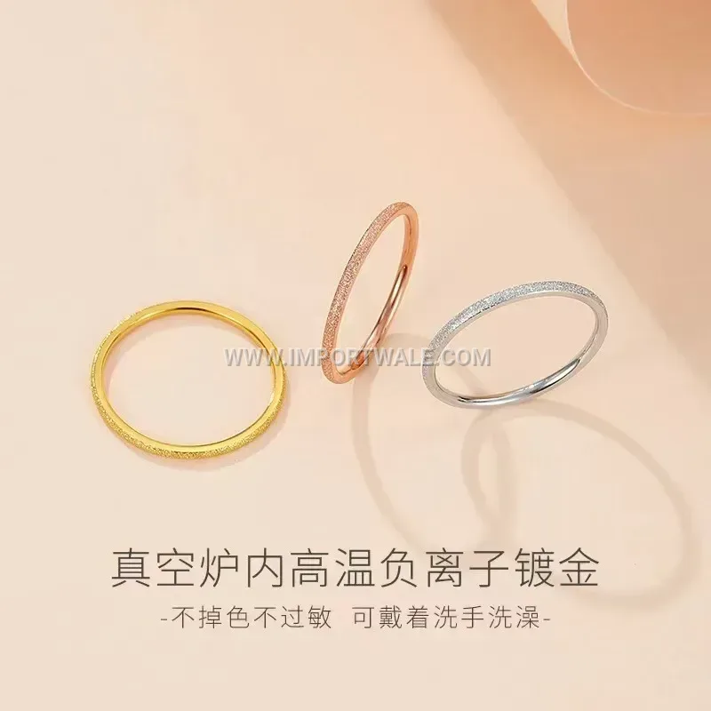 Frosted Matte Stainless Steel Slim Band Ring