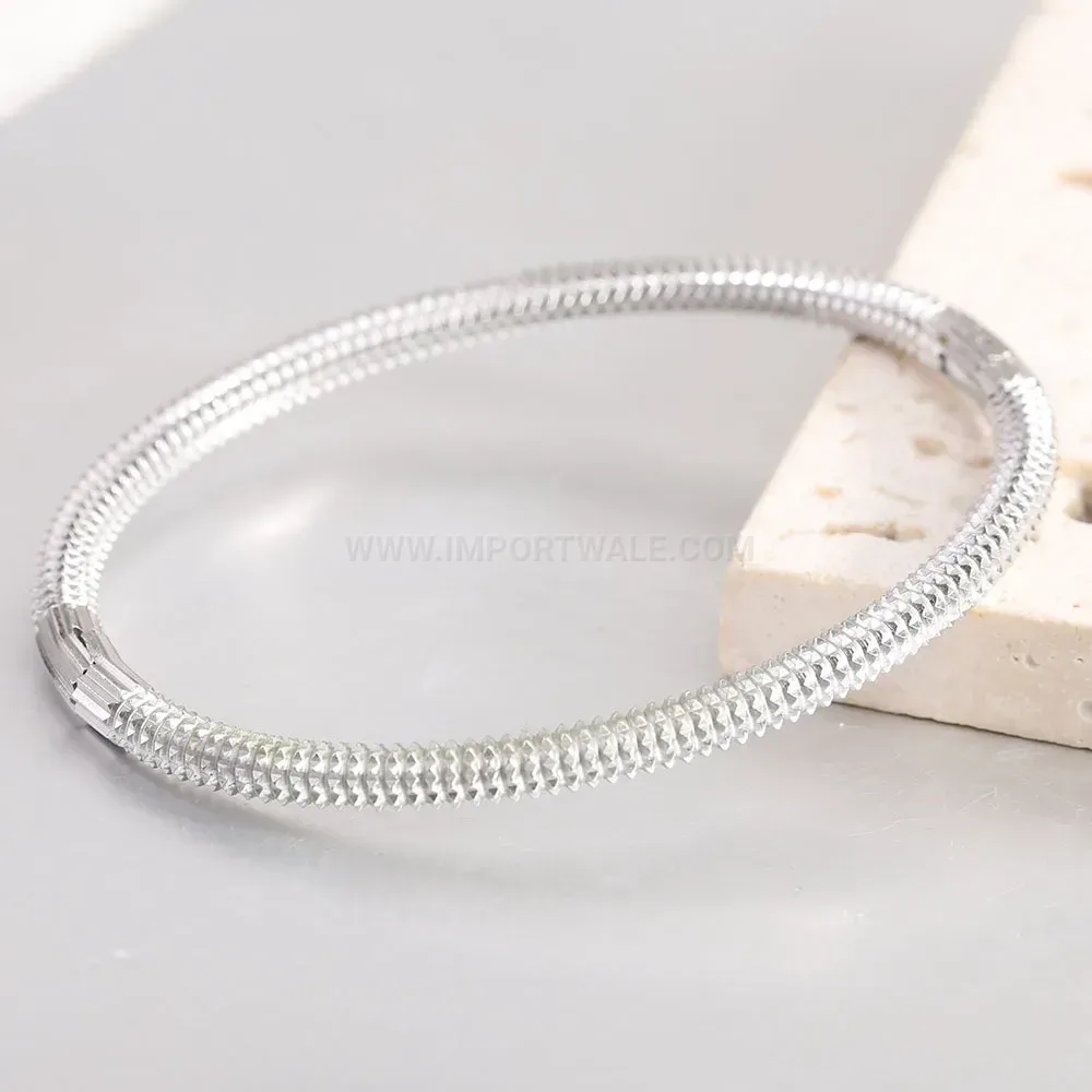 Trendy Retro Spiked Punk 5mm Stainless Steel Bangle Bracelet
