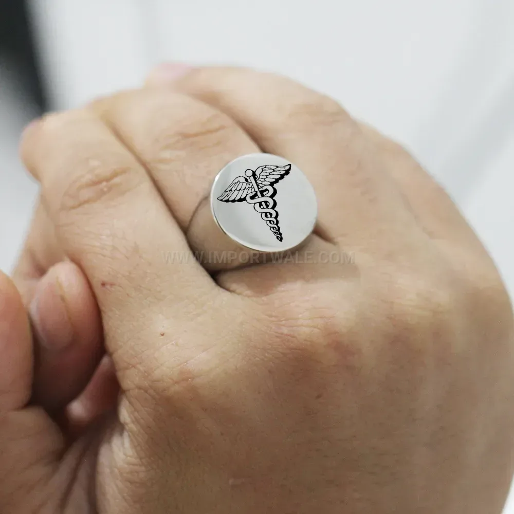 Modern Engraved Dueling Snakes Motif Stainless Steel Ring
