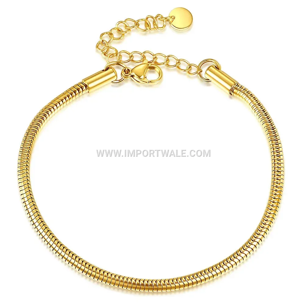 Minimalist 3mm Stainless Steel Round Snake Chain Bracelet