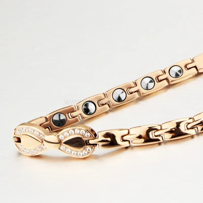 Modern Titanium Bow Link Bio Magnetic Bracelet with Germanium Elements