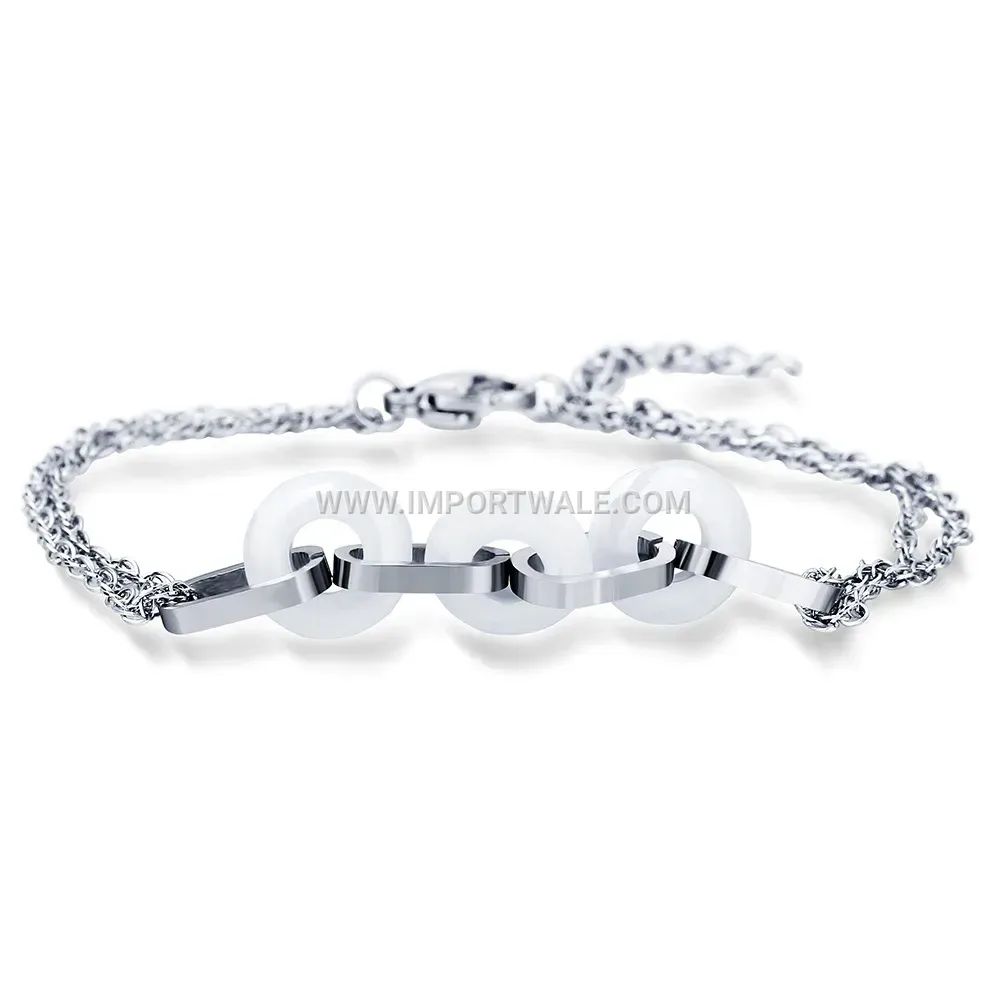 Geometric Ceramic Spliced Stainless Steel Chain Bracelet