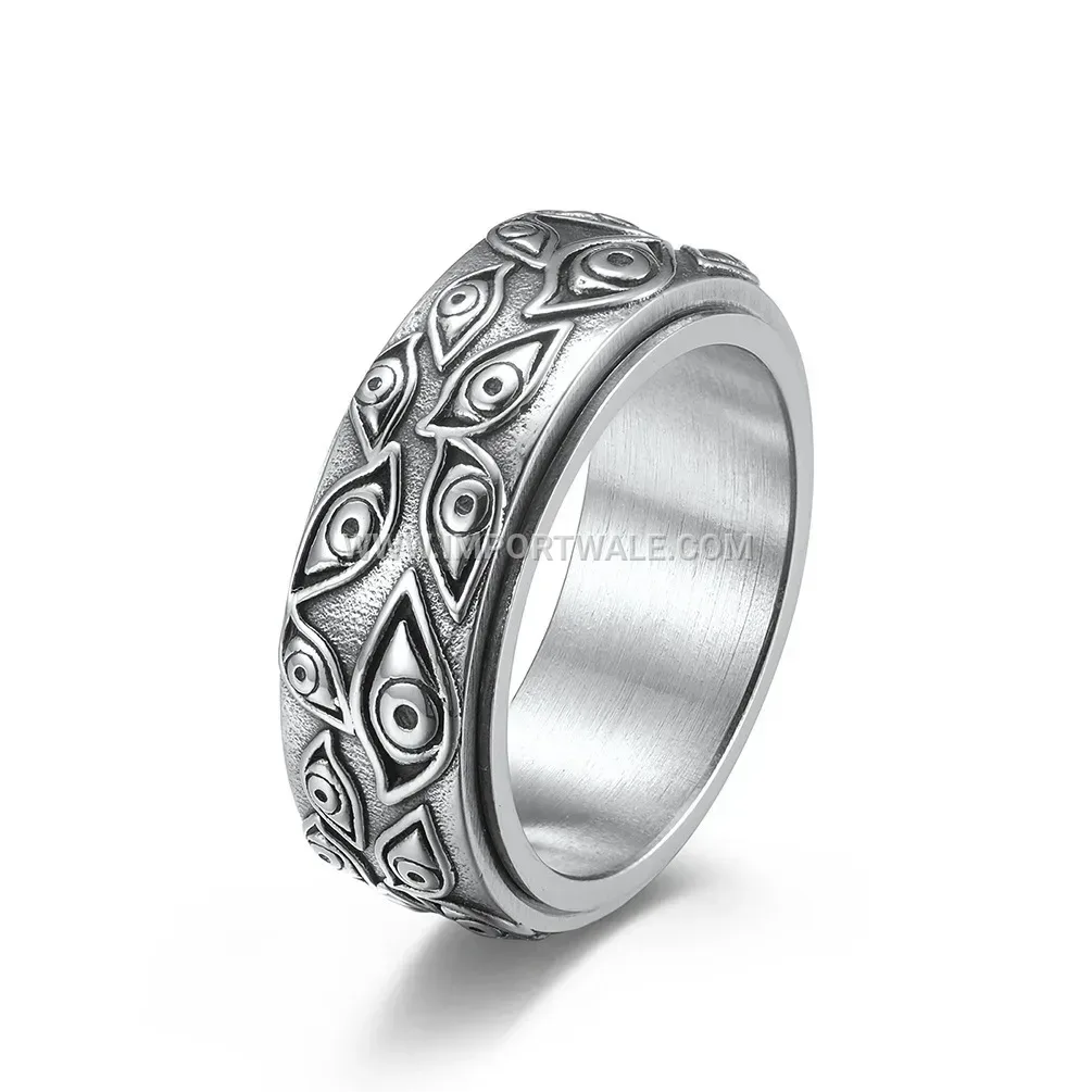 Evil Eye Spinner Stainless Steel Gold Plated Ring
