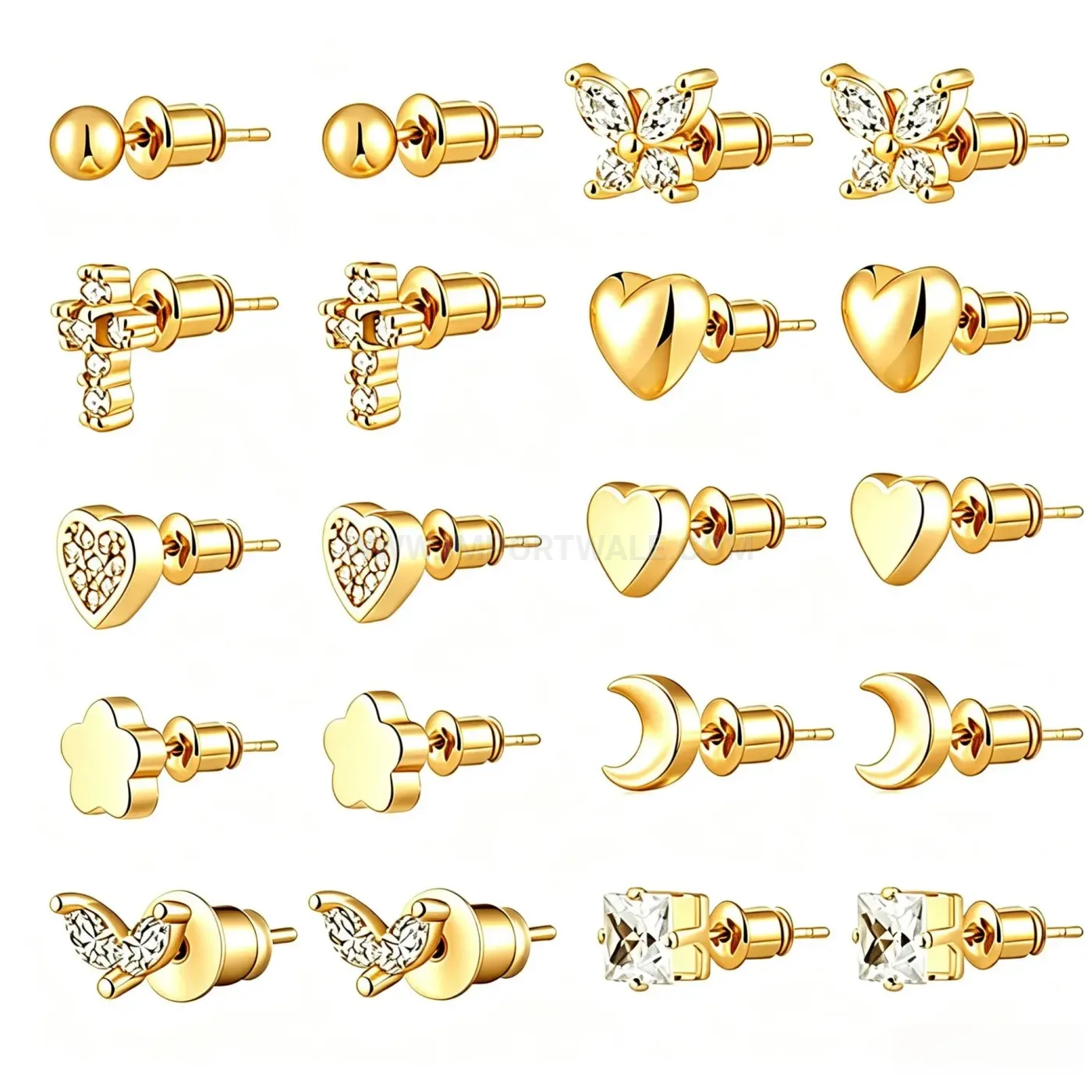 Modern Stainless Steel Geometric Cartilage Piercing Stud Earring Assortment