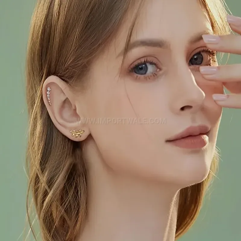 Classic Stainless Steel Flat Back Geometric Cartilage Piercing Studs