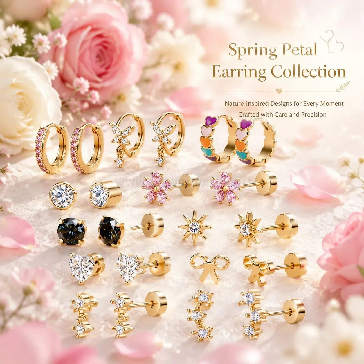 Chic Multicolor Cubic Zirconia Stainless Steel Cartilage Earring Set