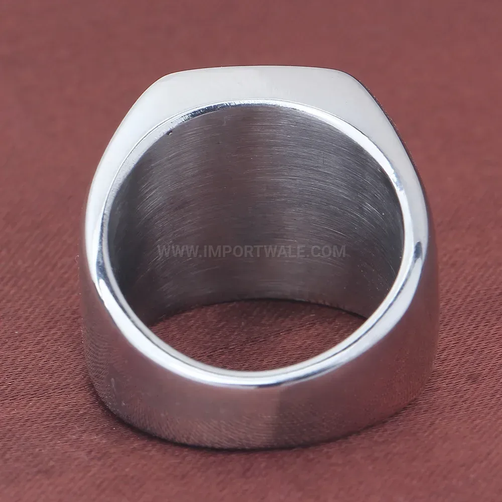 Trendy Vintage Engraved Initial Letter Square Stainless Steel Signet Ring