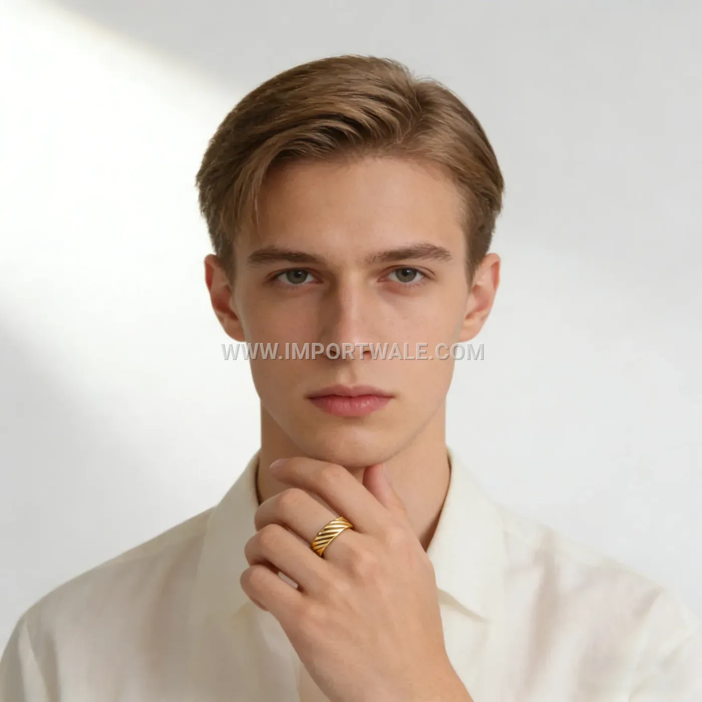 Geometric Diagonal Twill Stainless Steel Band Ring