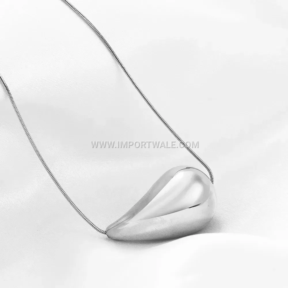 Hollow Teardrop Pendant Snake Chain Stainless Steel Choker Necklace
