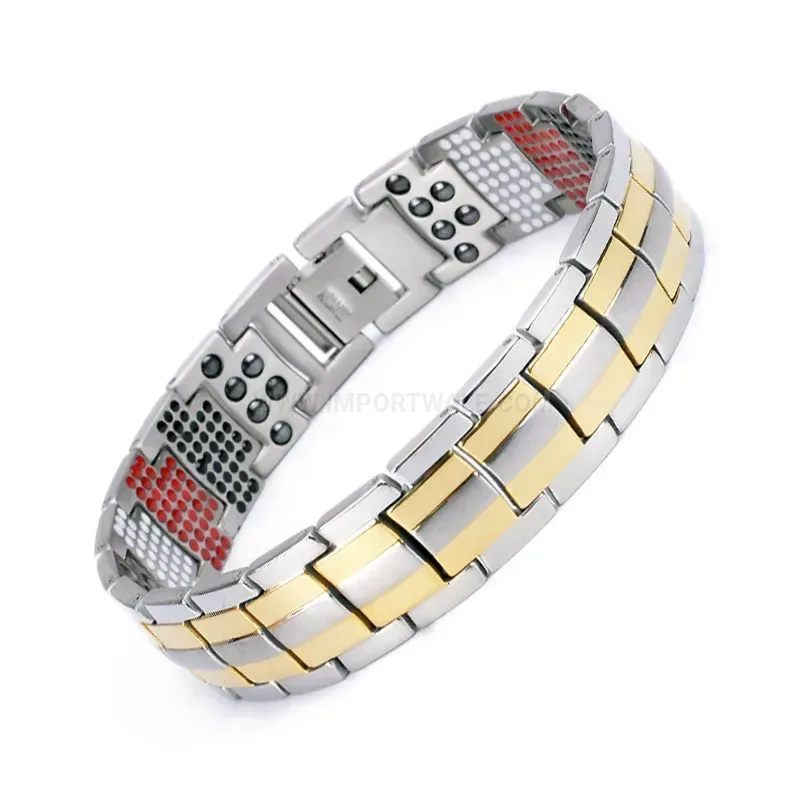 Elegant Wide Pure Titanium Magnetic Bio Bracelet