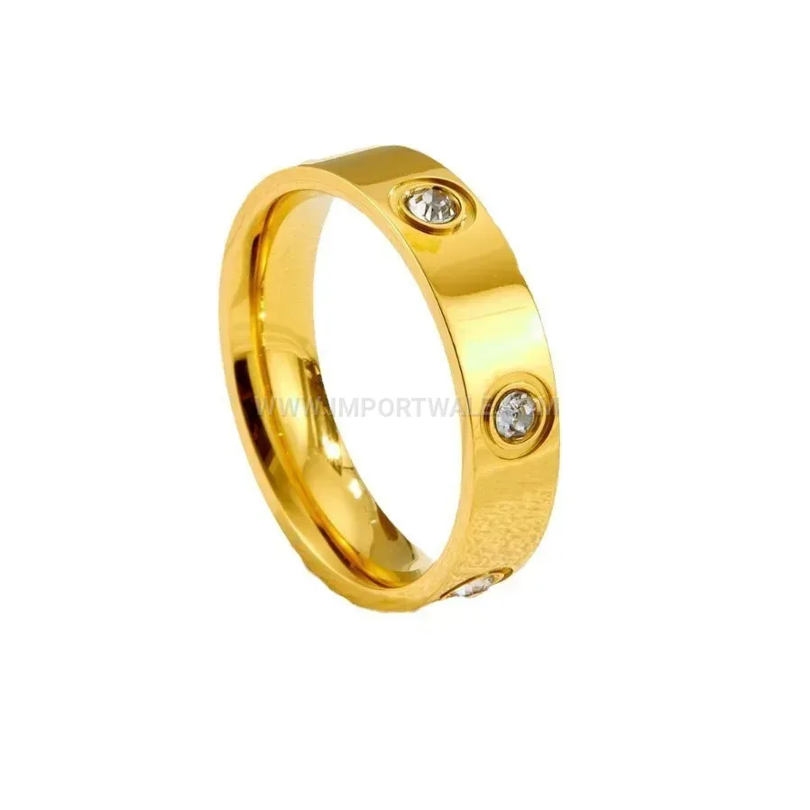 Classic Embedded Gemstone Stainless Steel Band Ring